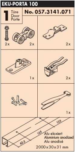 Garnitur EKU Porta 100 H mit Laufschiene