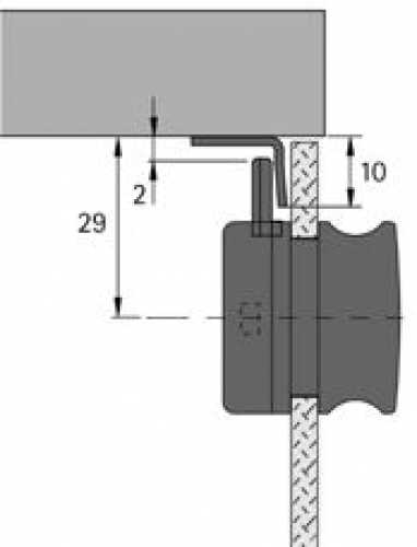 Zylinder-Glastürschloss Typ 321 mit Griff, Aluminium-Optik