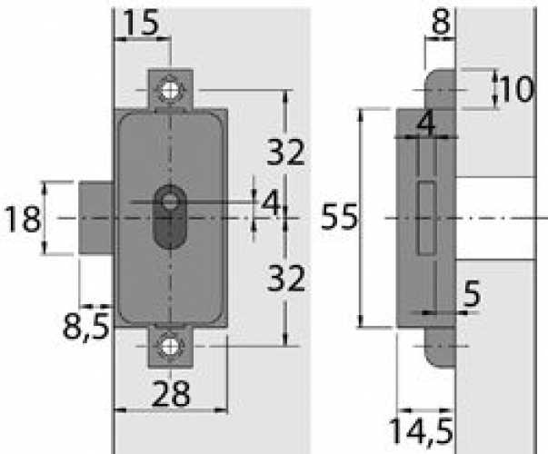 Drehstangenschloss Links, Dornmaß 15 mm, IC-Schließung