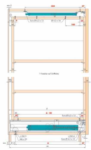 EKU Forte Hochschrankauszug, Auszugslänge 530 mm