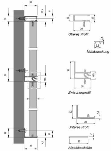 Nutabdeckung, L: 4000 mm