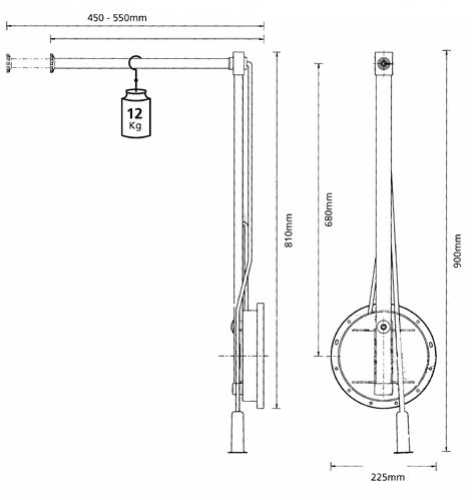 Kleiderlift Single 12, Ausführung rechts