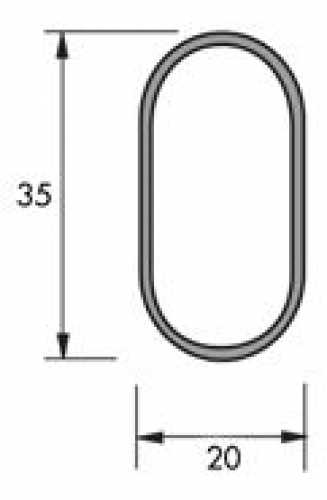 Schrankrohr oval, 20 x 35 x 2450 mm