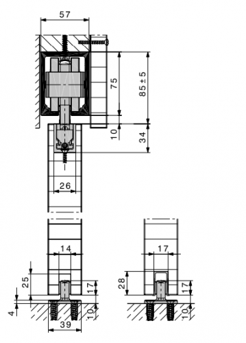 HAWA Junior 250/B Garnitur ohne Schiene, für 1 Tür, bis 250 kg