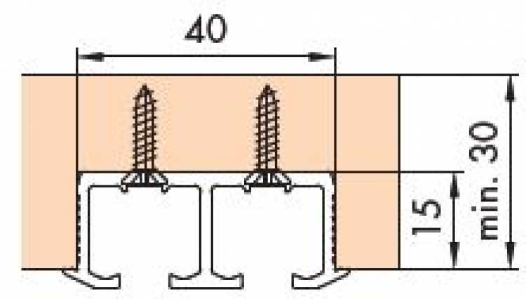 Doppellaufschiene zum Schrauben L: 2500 mm