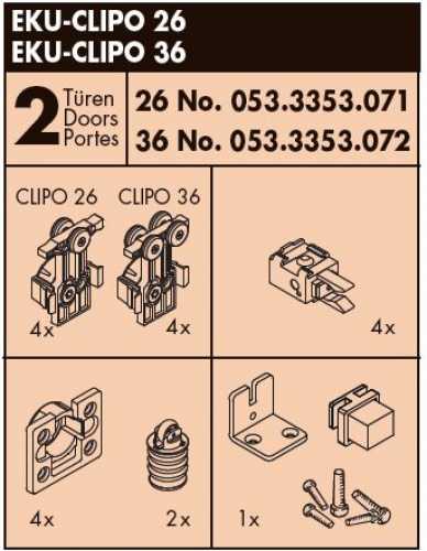 Beschlag-Garnitur EKU Clipo 36 H IS für 2 Türen