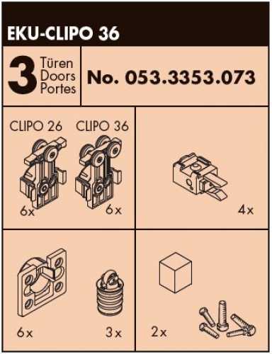 Beschlag-Garnitur EKU Clipo 36 H IS für 3 Türen