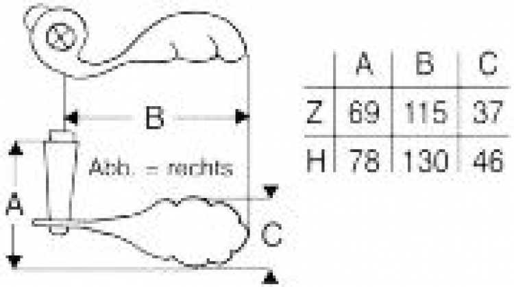 ZT-Lochteil 8 mm links, Schmiedeeisen