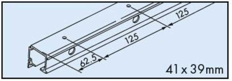 Combi-Laufschiene Alu gelocht Länge 2500 mm