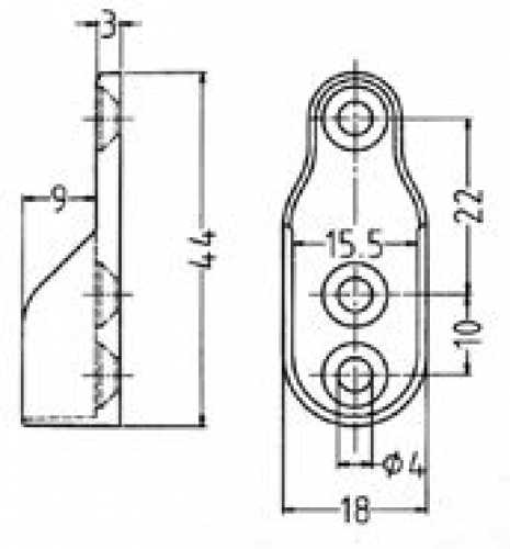 Schrankrohrlager für Ovalrohr 15 x 30 mm, zum Aufschrauben