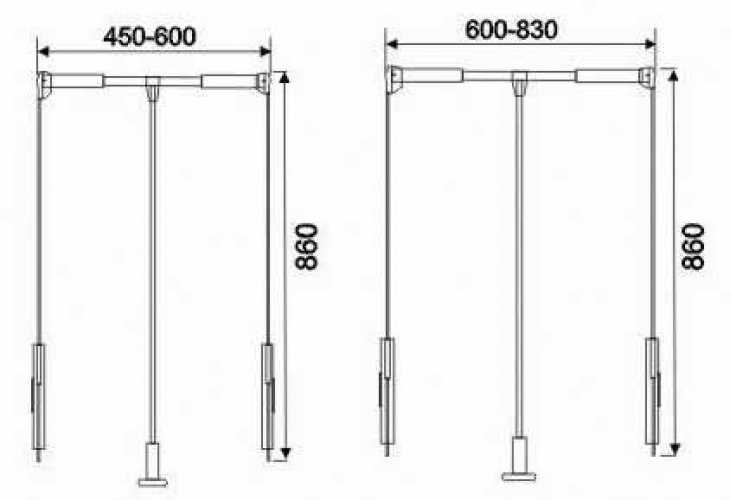 Kleiderlift Tandem 12, für lichte Korpusbreite 510 - 660 mm