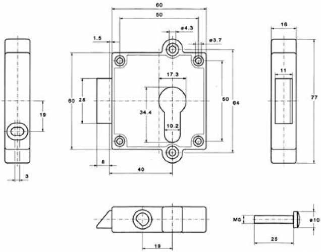 Drehstangenschloss mit Fallenfunktion PZ, Dornmaß 40 mm