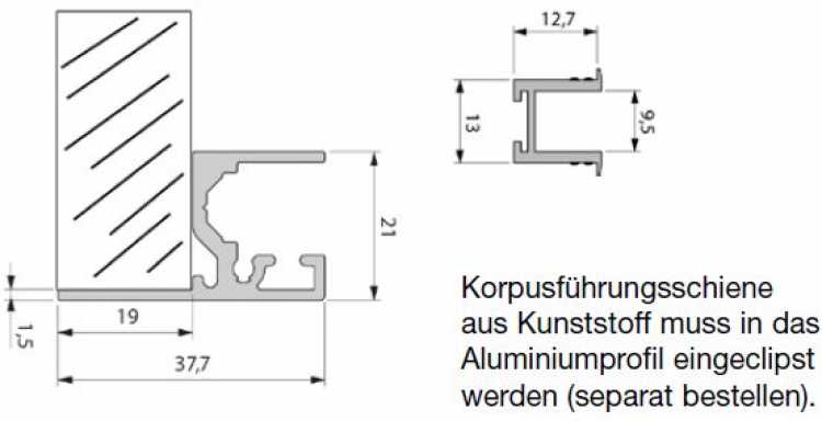 Korpusführungsprofil EV1 2094 mm LS