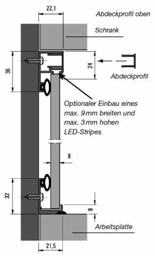 Unterprofil für Stärke 4-10 mm, L: 4100 mm