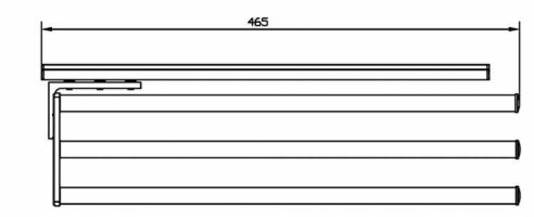 Handtuchhalter rund, 3-armig, L: 465 mm