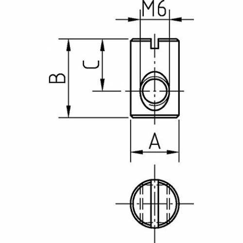 Rundmutter, M6 x 10/14 x 8 mm, VPE 100, vernickelt