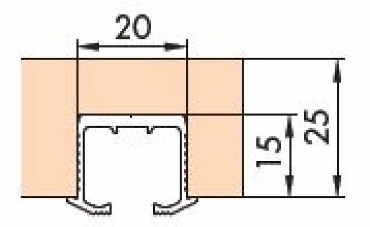 Einfachlaufschiene zum Kleben L: 2500 mm