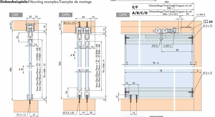 Beschlag-Garnitur EKU Clipo 36 GPPK Inslide für 1 Tür