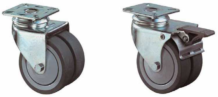 Apparate Doppel-Lenkrolle mit Feststeller, 60 kg, H: 75 mm
