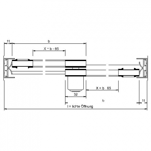 Adapter für Glasschiebetürschloss, bis 8 mm, links/rechts