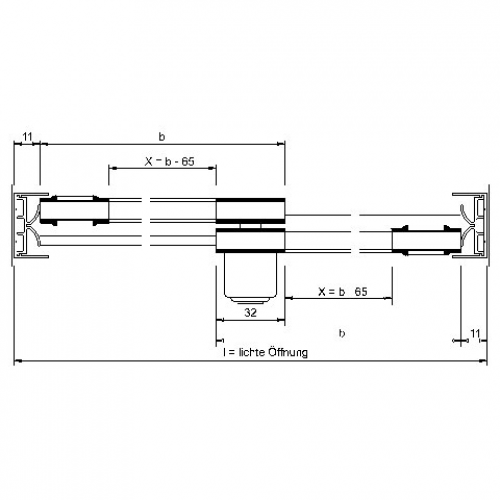Zylinder-Schiebetürdruckschloss, bis 8 mm, links/rechts