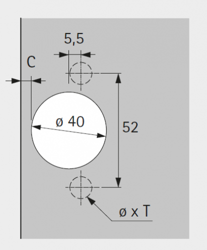 Intermat 9935 für dicke Türen, 95°, TH 22/L, einliegend