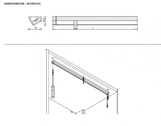 Anbauleuchte Derby II Emotion, L: 870 mm