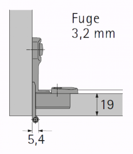 Selekta Pro 2000 E, Fuge: 3,2 mm, 180°, einliegend