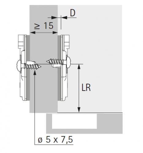 System 8099 "Hettich Direkt", Langloch, D: 1,5 mm