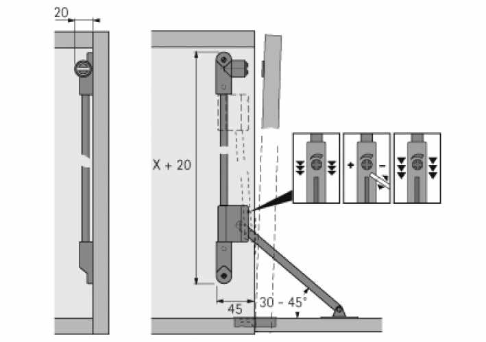 Klappenhalter Klassik D mit Magnet-Zuhaltung, 405 - 464 mm, rechts