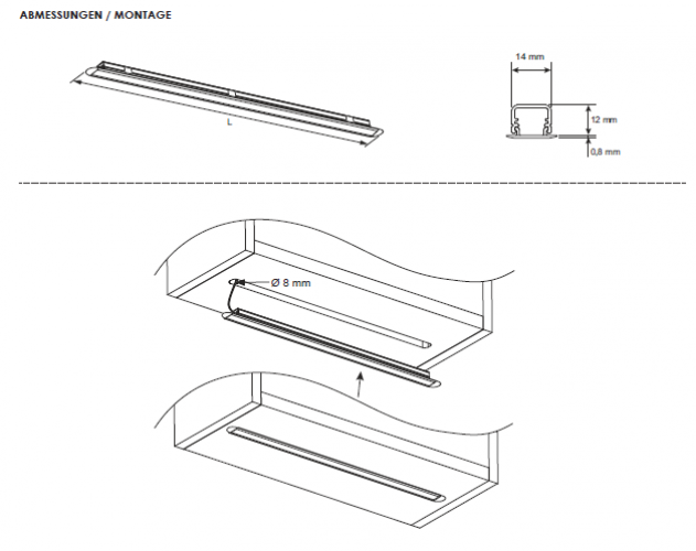 Einbauleuchte Malindi Emotion, L: 1167 mm