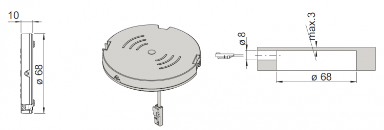 Wireless Charger 12 V, verdeckter Einbau