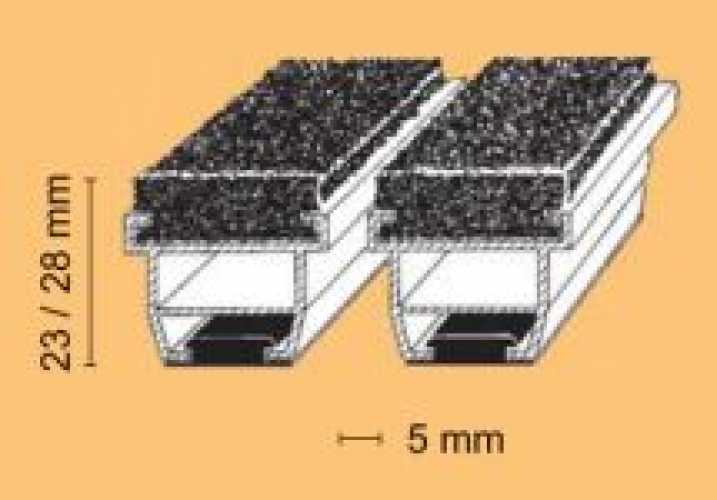 Alu-Textilstreifer Profi, 23mm, pressblank, nach Maß, Nadelfilz