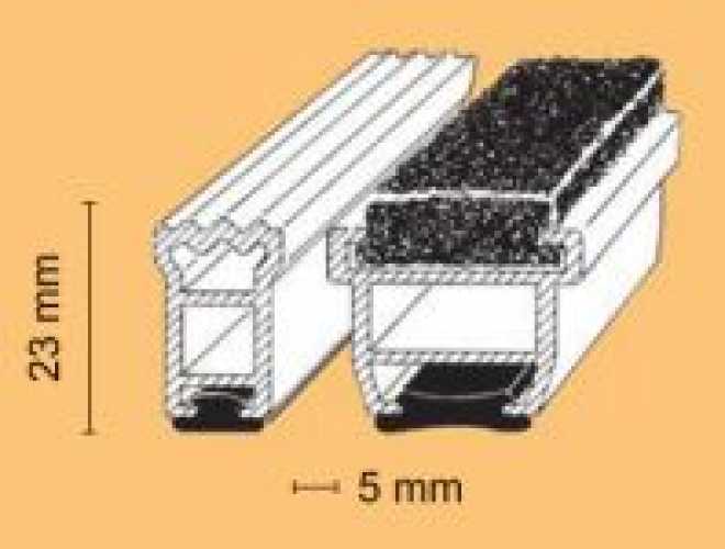 Kombistreifer Profi, 23mm, pressblank, nach Maß, Nadelfilz/Kratzkantenprofil