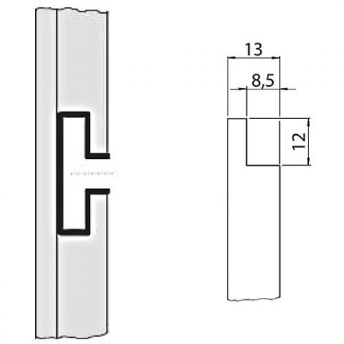 Lamellenschiene T-Profil, Länge: 3000 mm