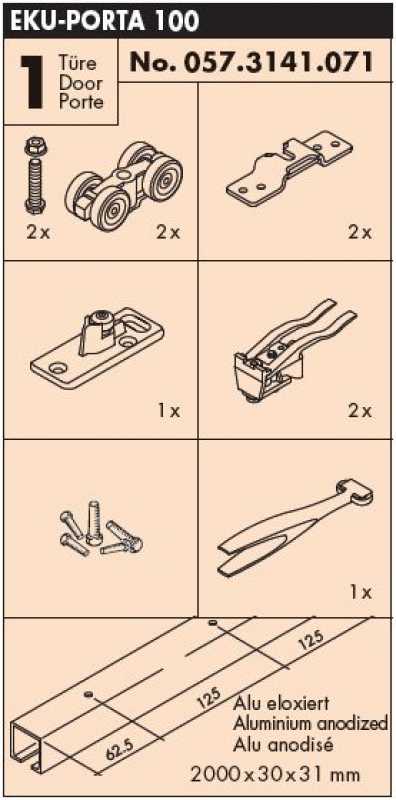Garnitur EKU Porta 100 H mit Laufschiene
