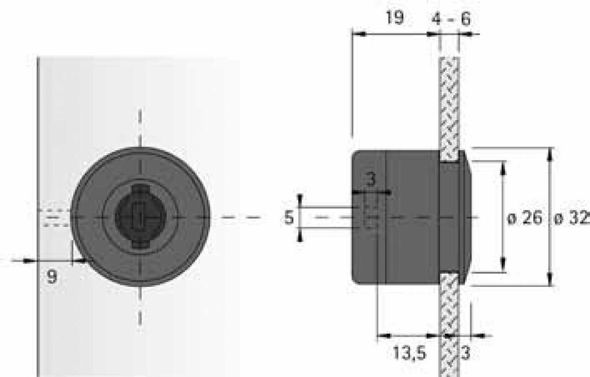 Zylinder-Glastürschloss Typ 320 Aluminium Optik