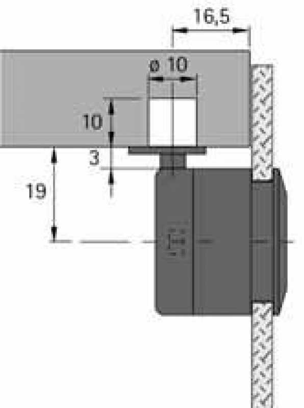 Zylinder-Glastürschloss Typ 320 Aluminium Optik