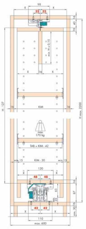 EKU Forte Hochschrankauszug, Auszugslänge 530 mm