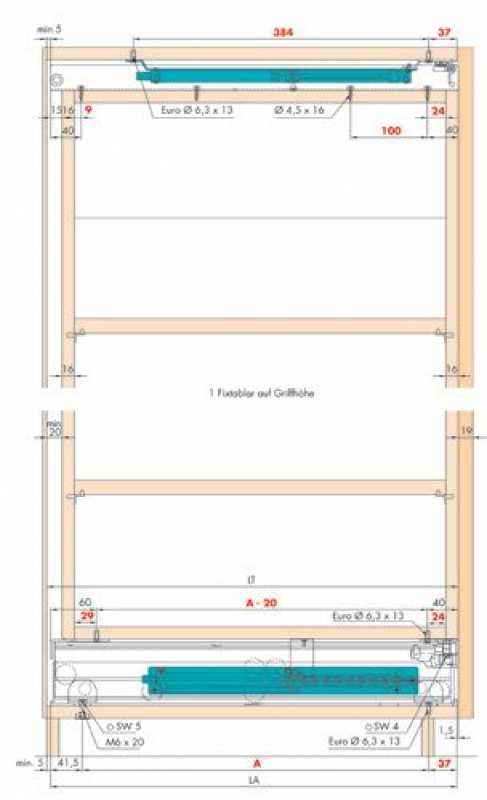 EKU Forte Hochschrankauszug, Auszugslänge 630 mm