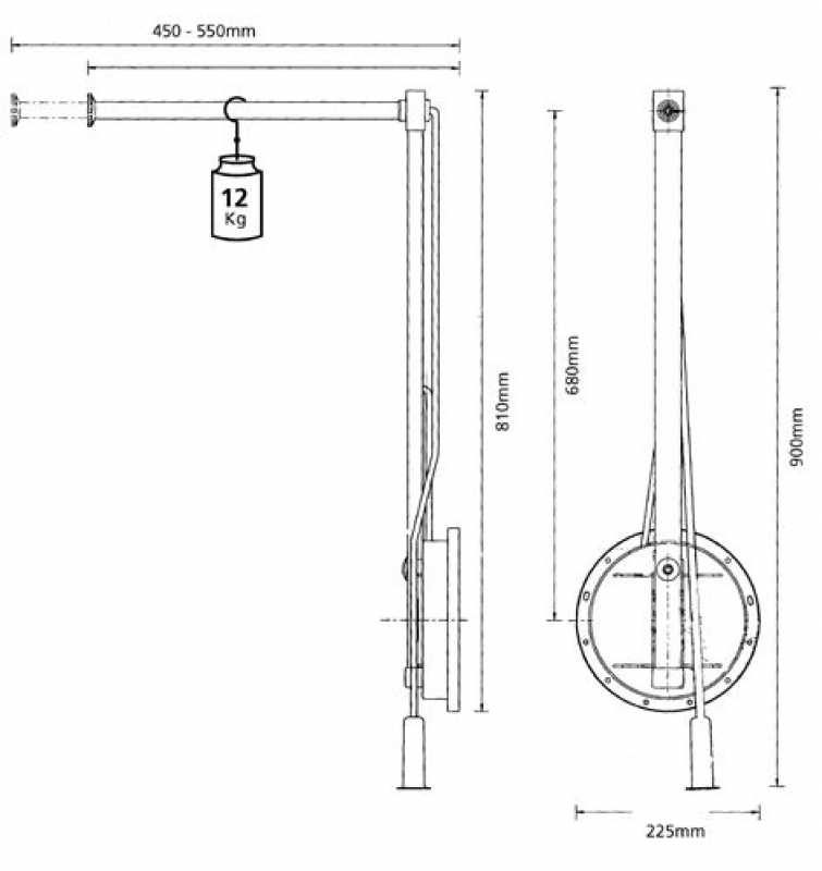 Kleiderlift Single 12, Ausführung rechts