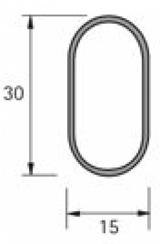 Schrankrohr oval, 15 x 30 x 5000 mm, Stärke 1,0 mm