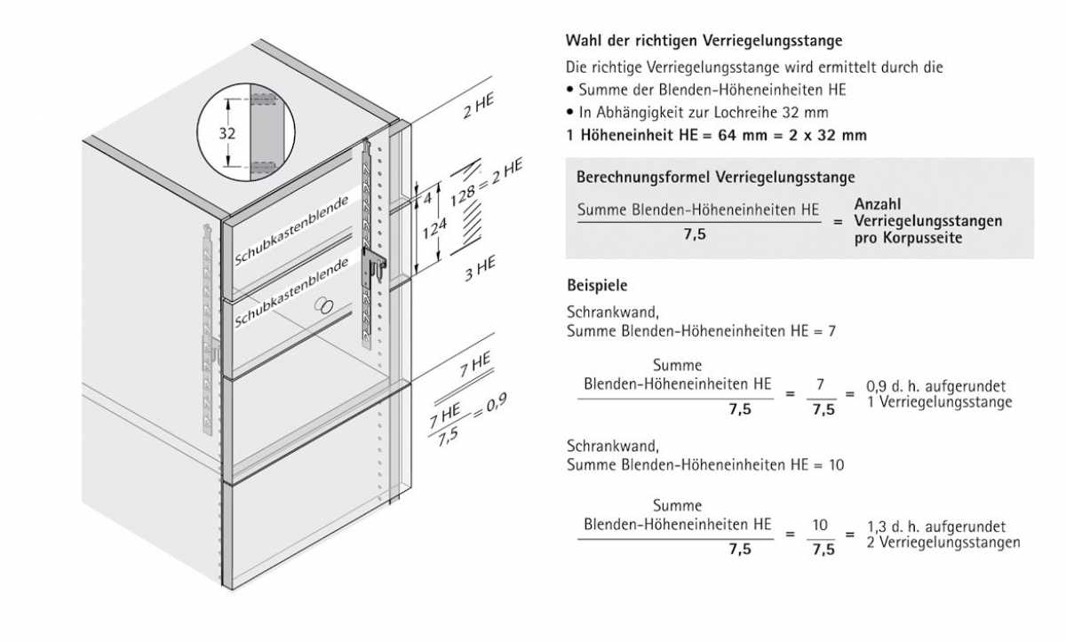 Verriegelungsstangen Stop Control, Länge HE 7,5