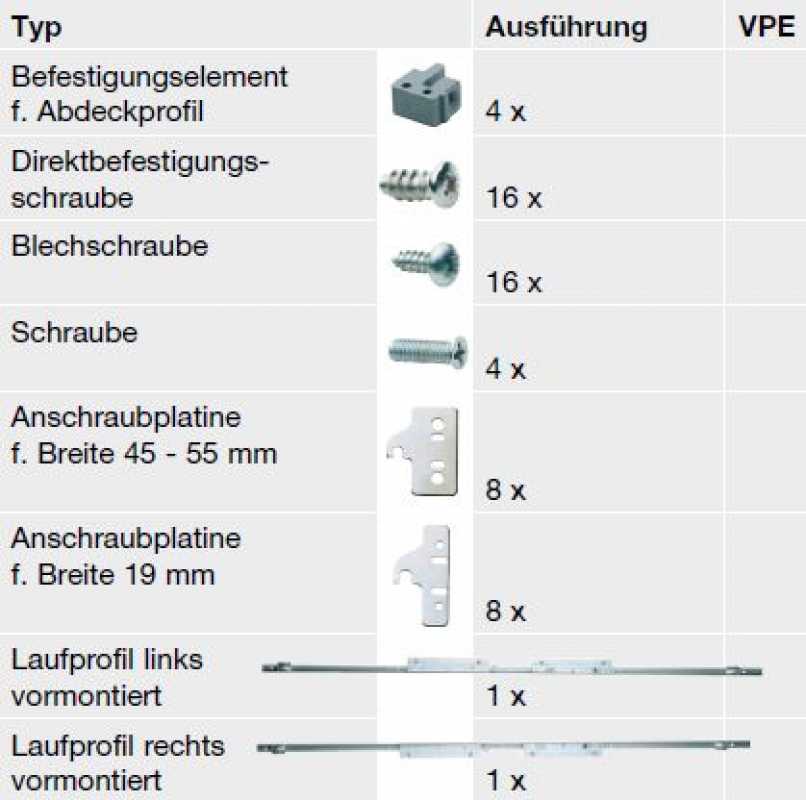 Garnitur Vertico Synchro H450-600mm vorliegend