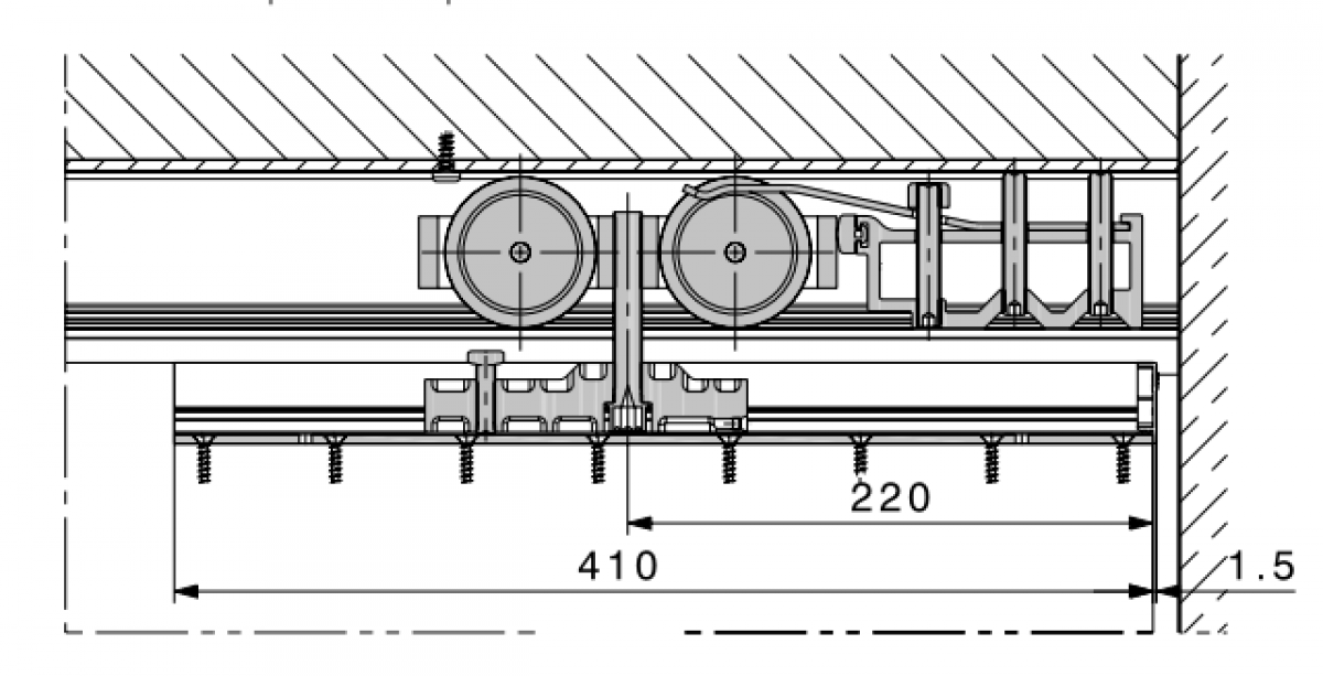 HAWA Junior 250/B Garnitur ohne Schiene, für 1 Tür, bis 250 kg