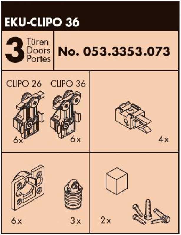 Beschlag-Garnitur EKU Clipo 36 H IS für 3 Türen