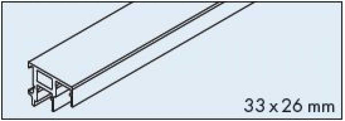 Doppelführungsschiene, zum Aufclipsen, L: 2500 mm