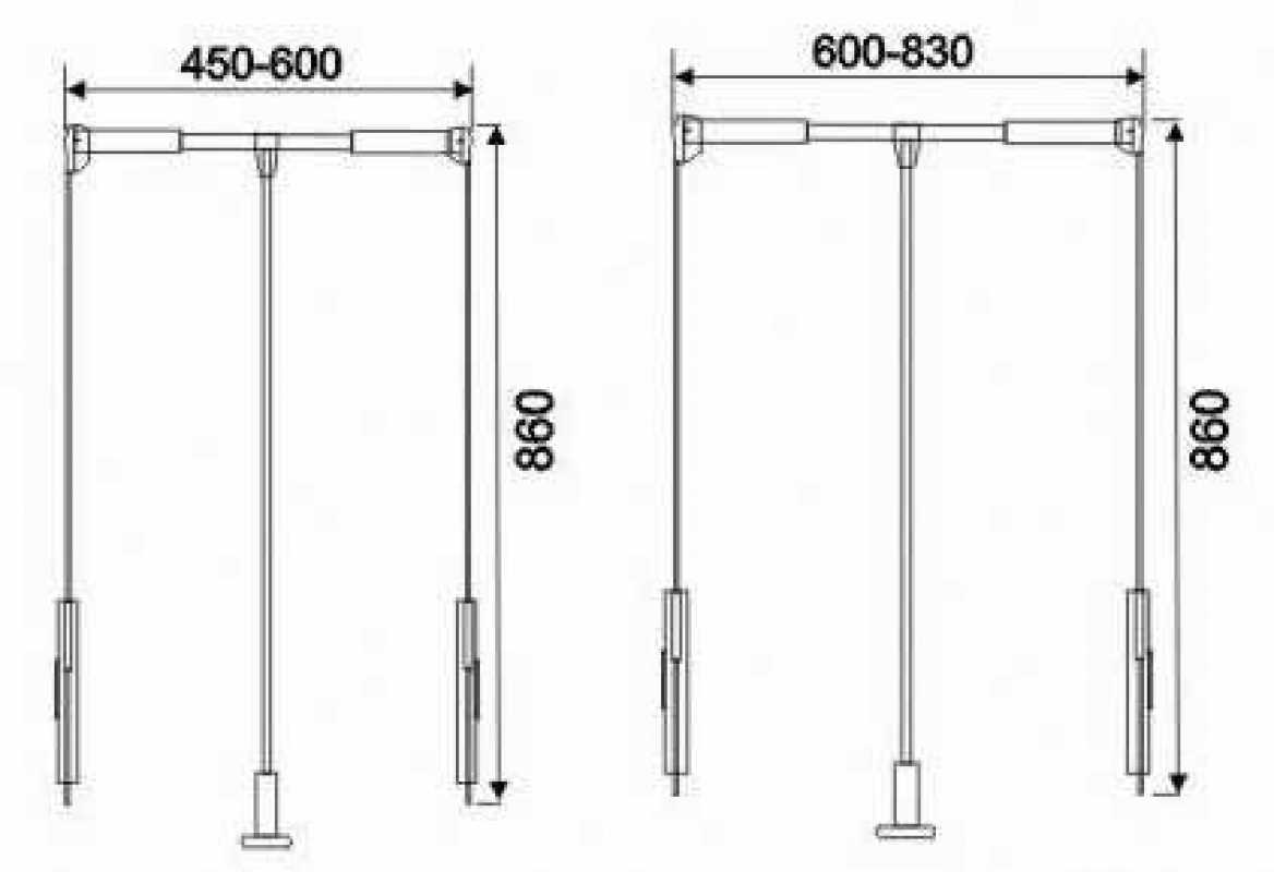 Kleiderlift Tandem 12, für lichte Korpusbreite 510 - 660 mm