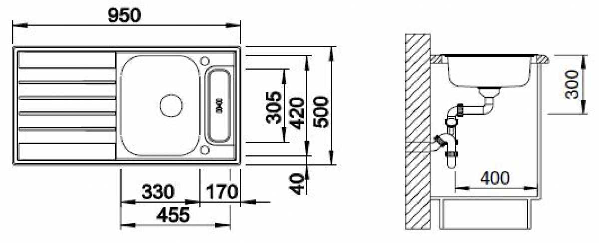 Einbauspüle BlancoLivit 5 S, 950 x 500 mm