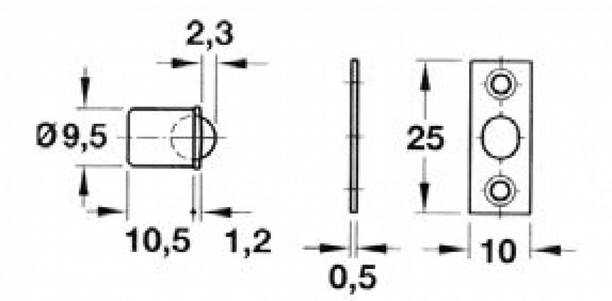 Kugelschnäpper zum Einpressen, L: 9,5 mm